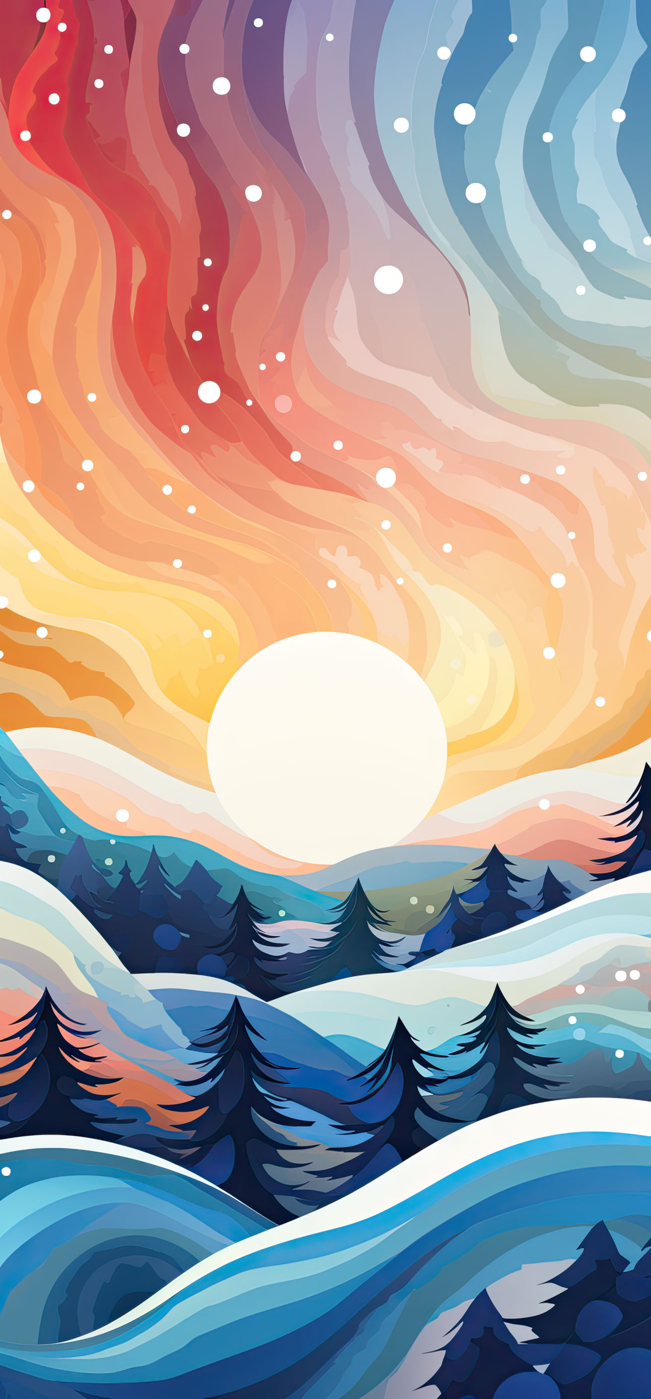 Preview for Vibrant-winter-landscape-illustration-christmas-phone-background-fd418