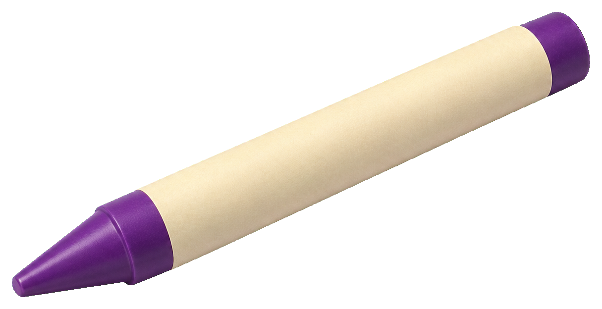 Single beige crayon with purple tips on both ends