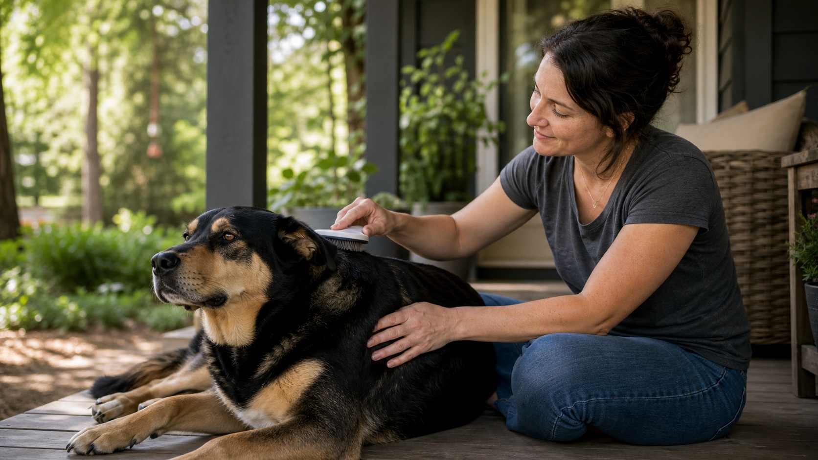 Preview for Dog Grooming Background With Woman And Pet