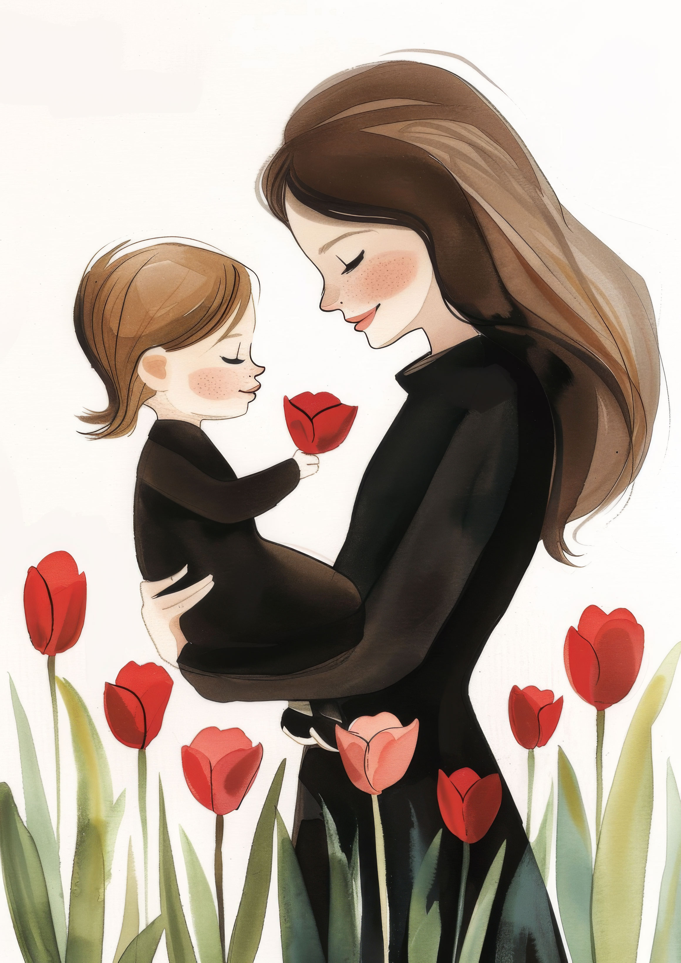 Preview for Mother-child-tulip-field-mothers-day-background-f7939