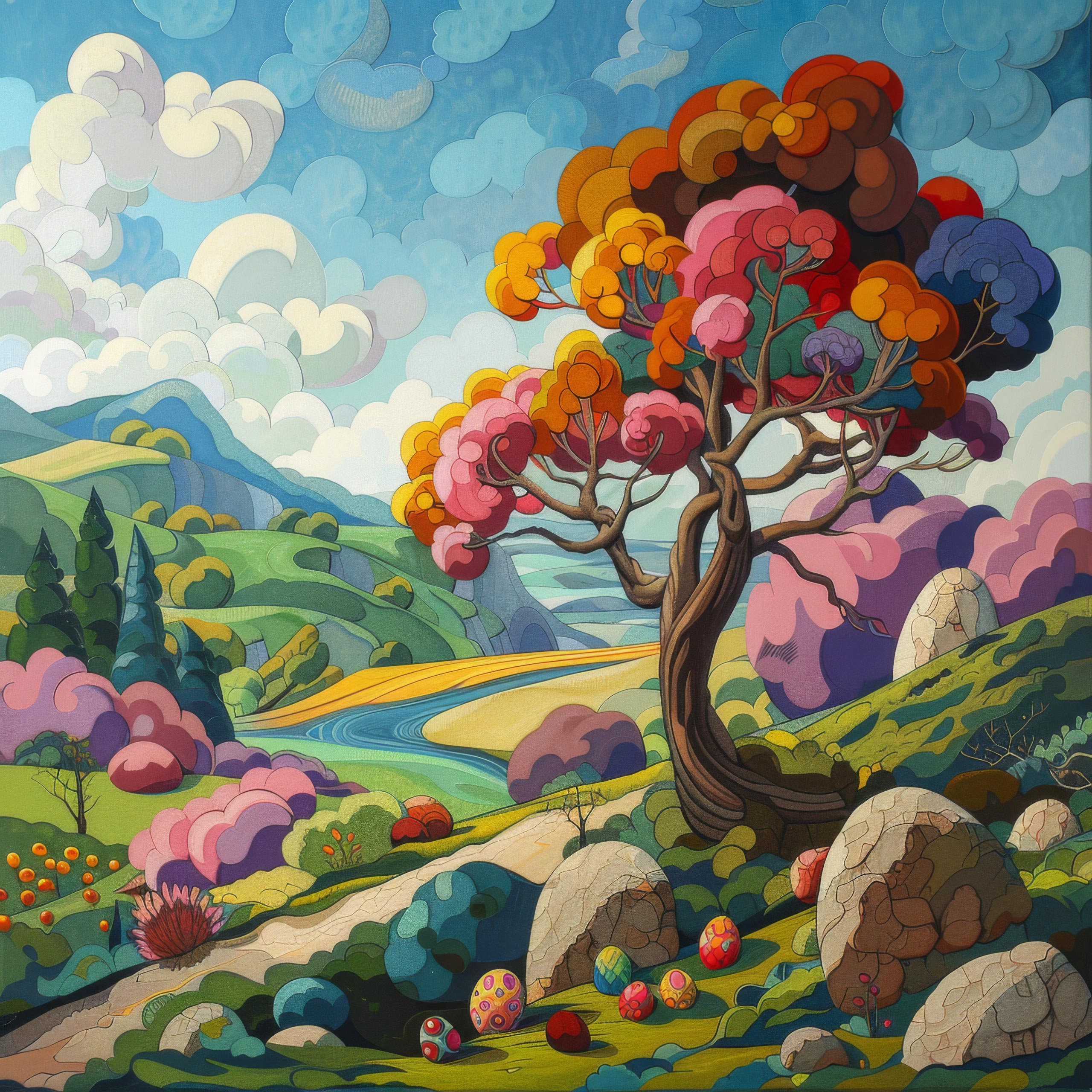 Preview for Vibrant-tree-landscape-art-easter-background-f2f12