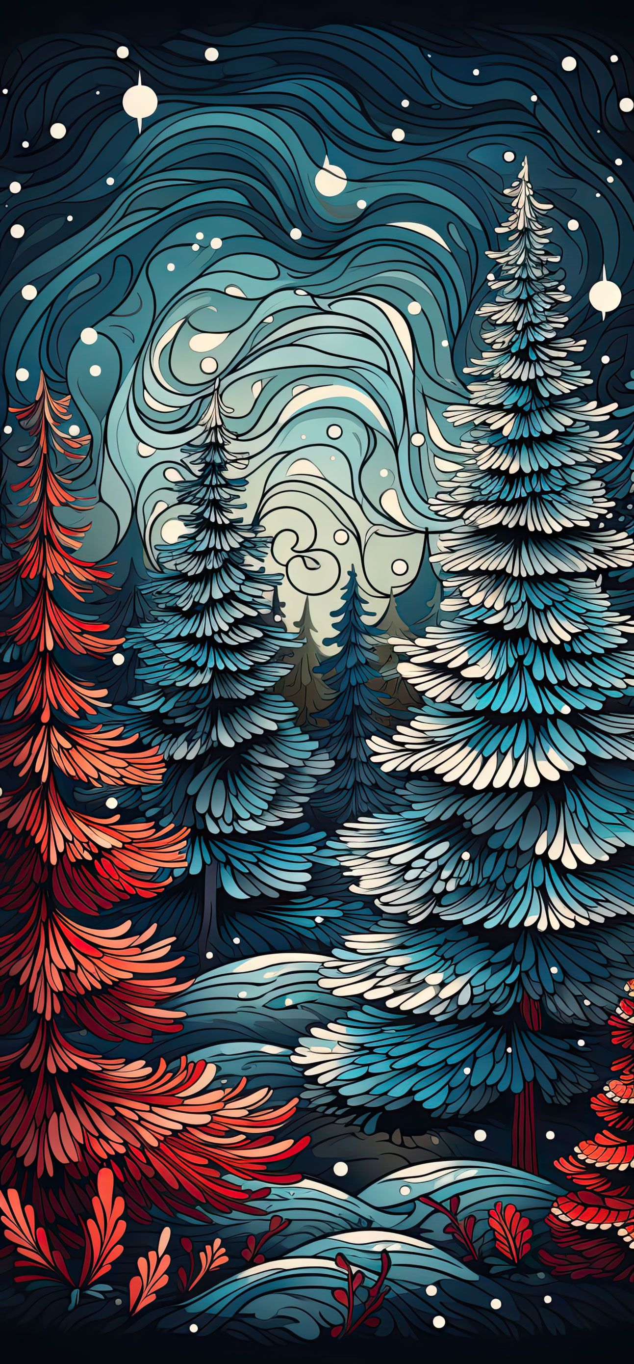 Preview for Winter-forest-illustration-christmas-phone-background-0debe