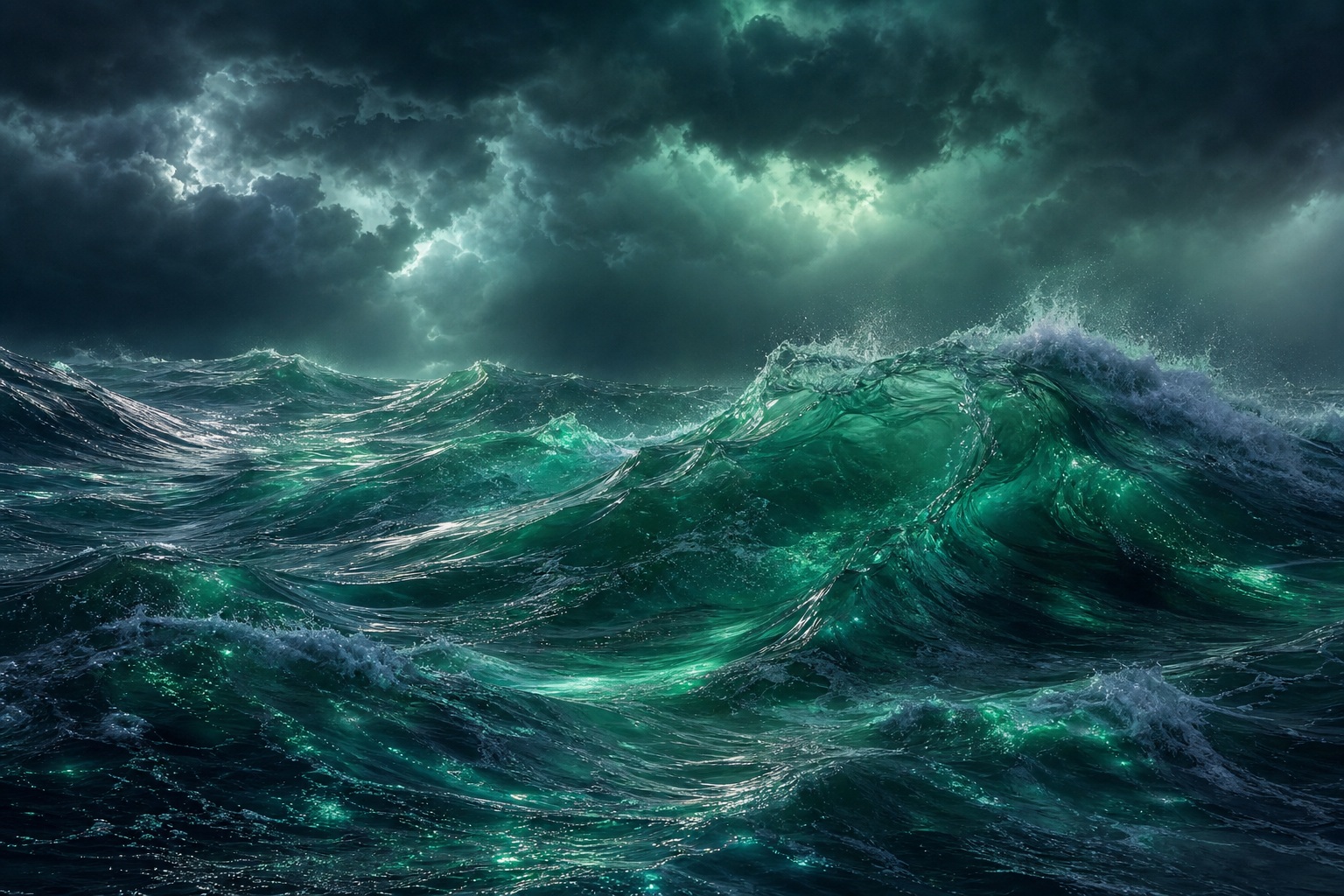Preview for Emerald Night Futuristic Ocean Background