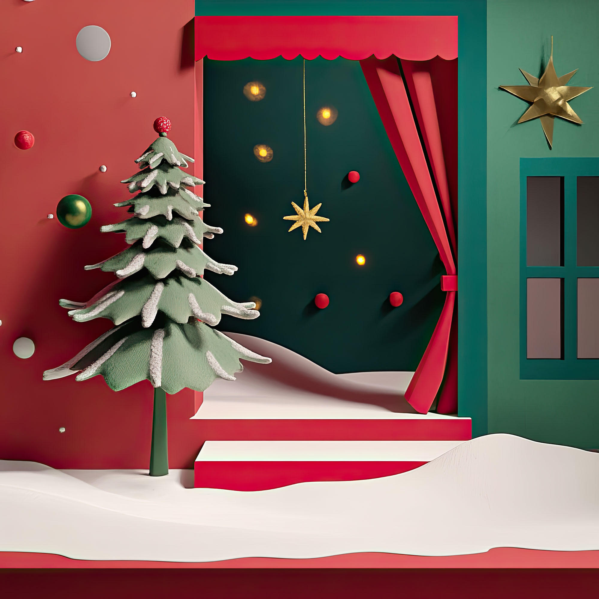 Preview for Christmas-paper-art-scene-christmas-backdrop-background-19e89
