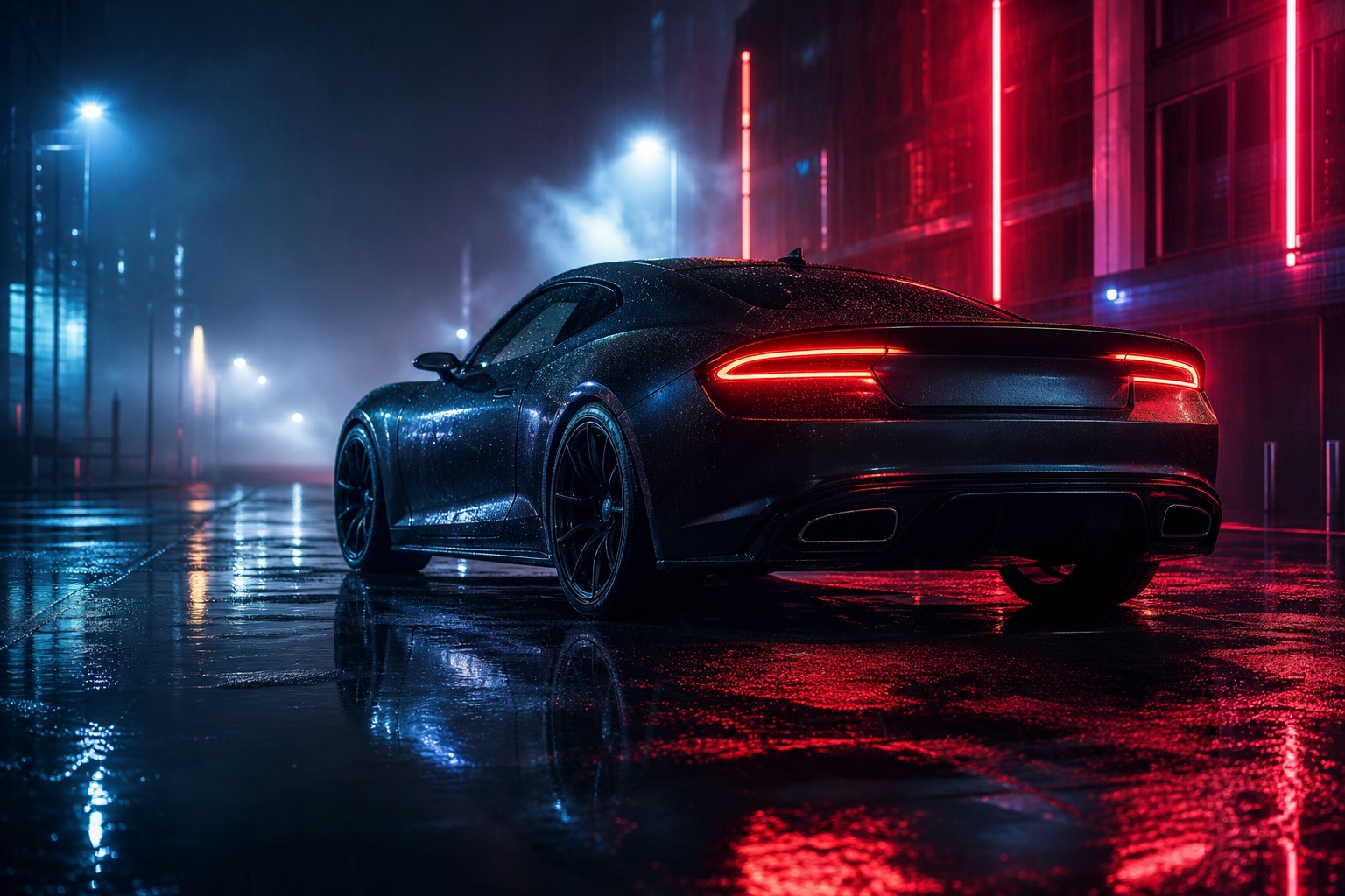 Preview for Futuristic Sports Car Night Background