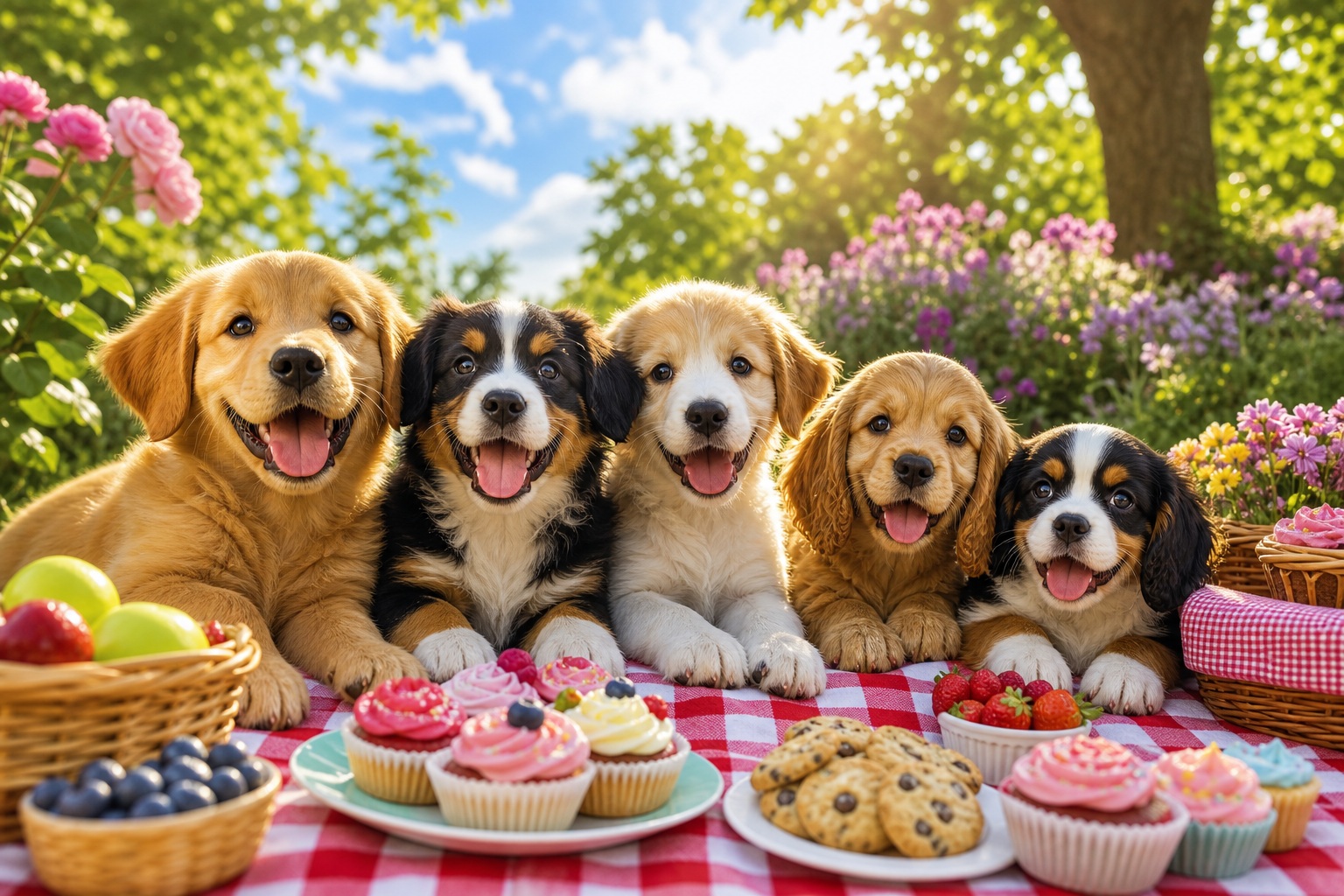 Preview for Cute Puppy Picnic Stock Background