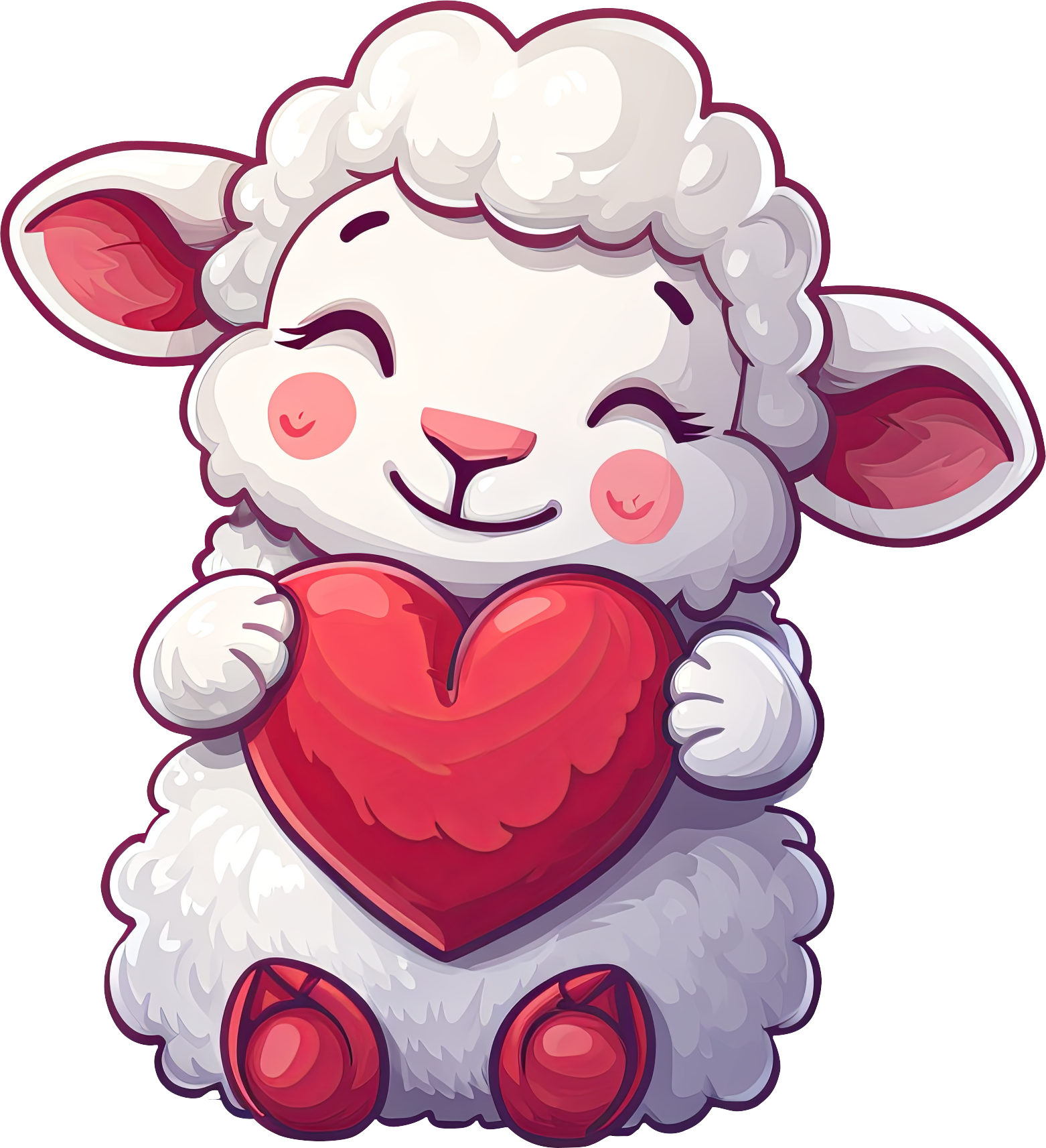 Preview for Cartoon-lamb-with-heart-love-characters-sticker-c0e6f