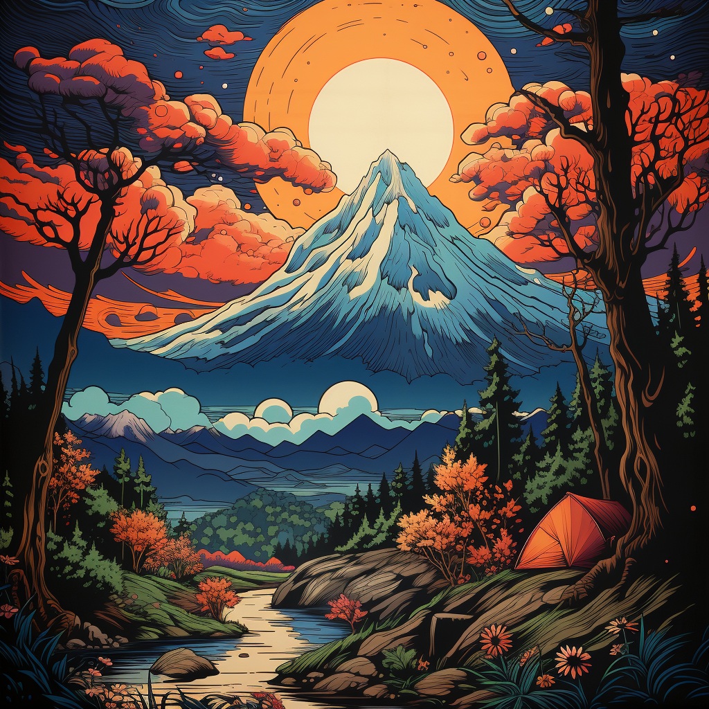 Preview for Camping Mountain Forest Background