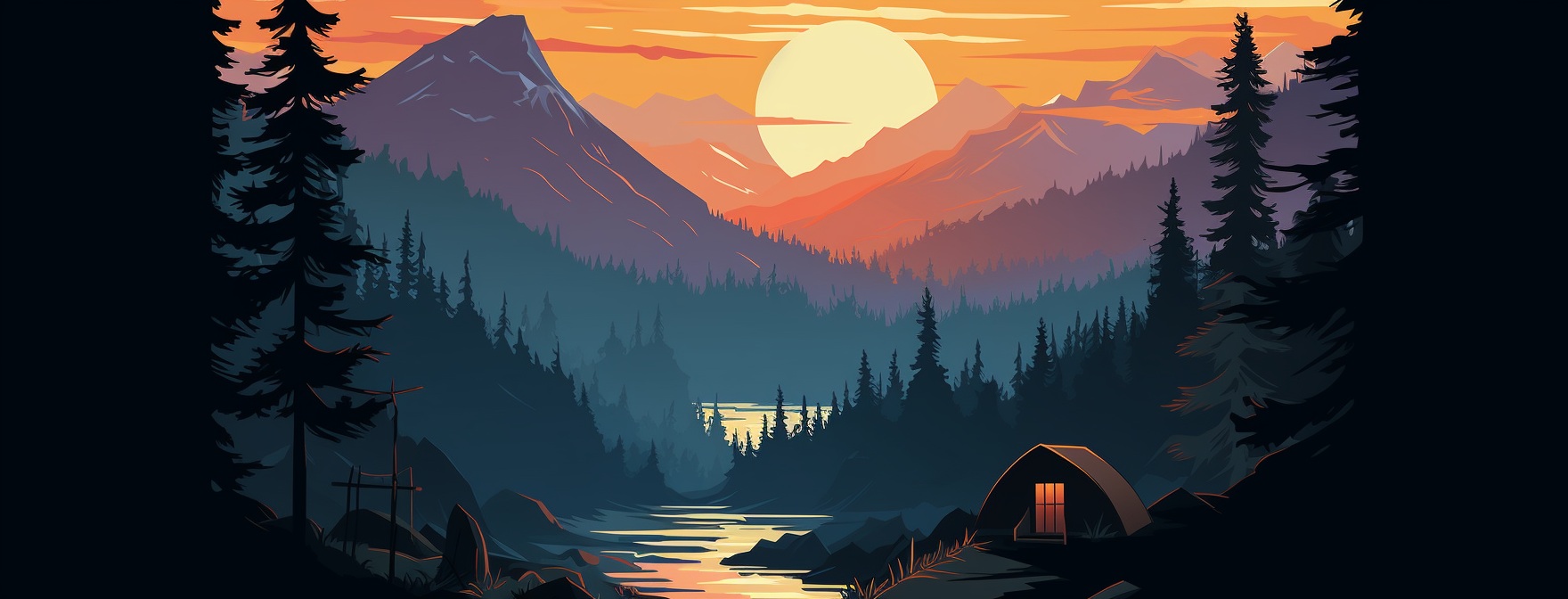Preview for Camping Sunset Forest Background