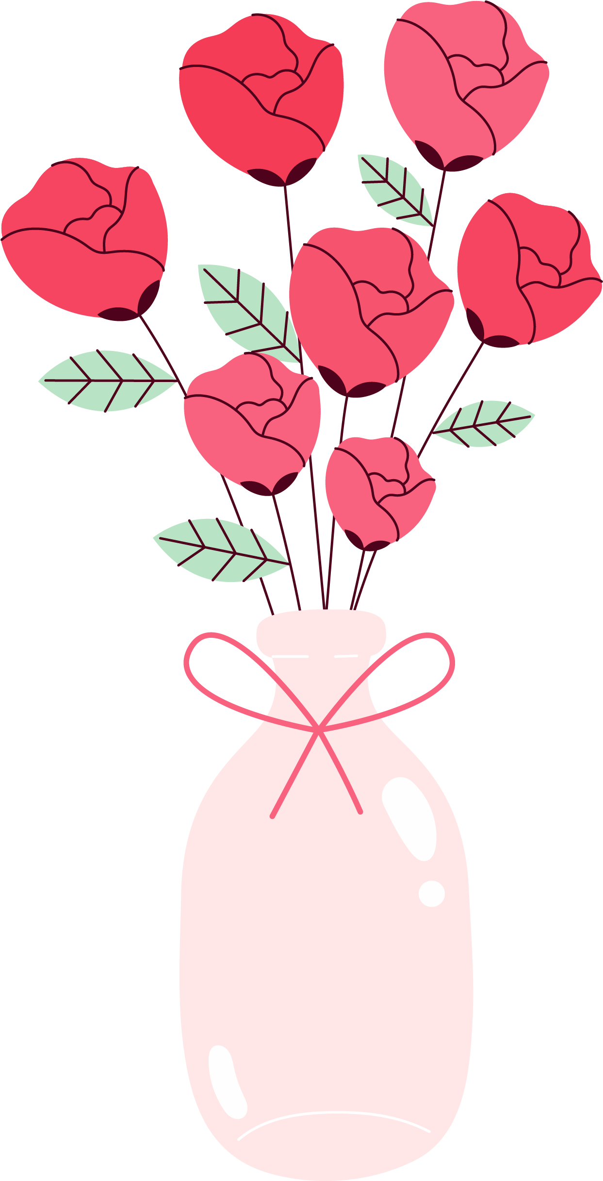Preview for Pink-roses-in-vase-love-design-sticker-9cbef