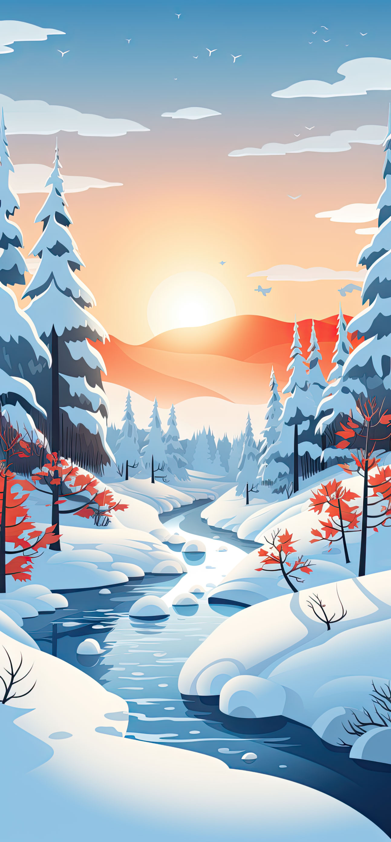 Preview for Serene-winter-landscape-christmas-phone-background-bd8b2