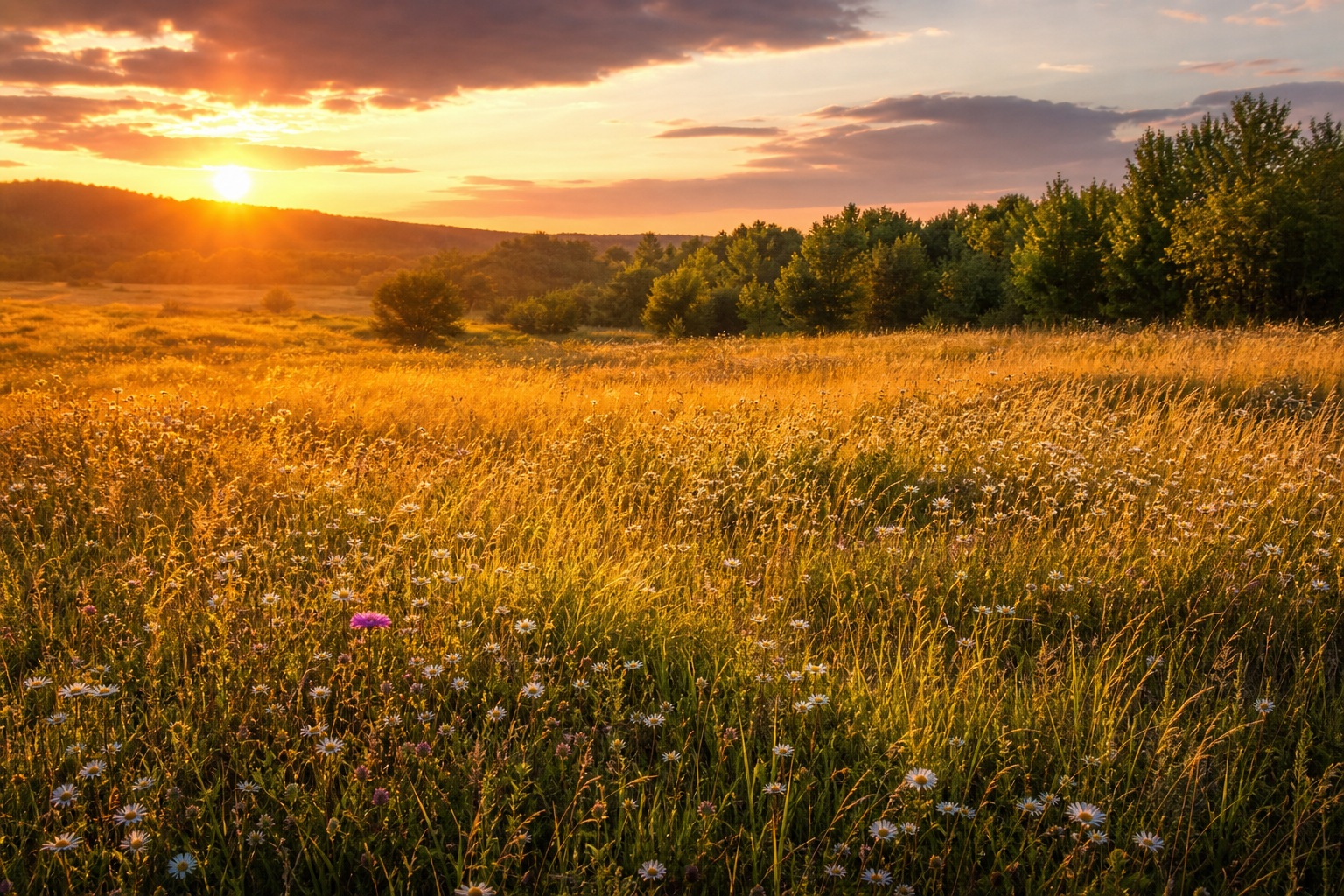 Preview for Sunset Meadow Wildflower Background