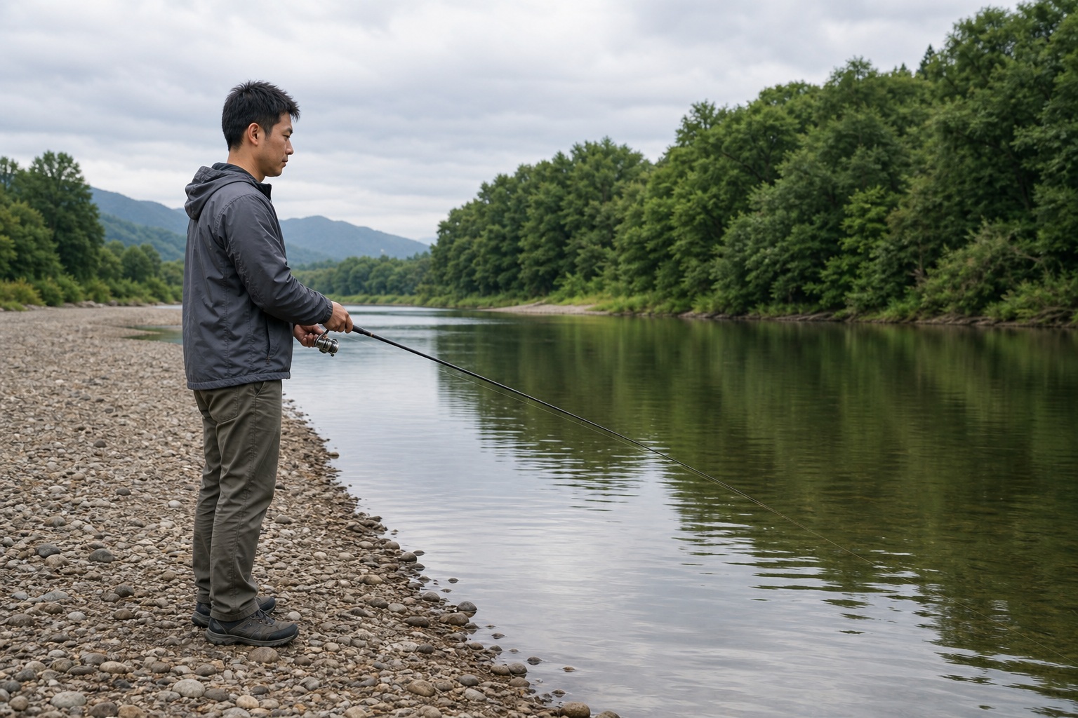 Preview for River Bank Fishing Stock Background