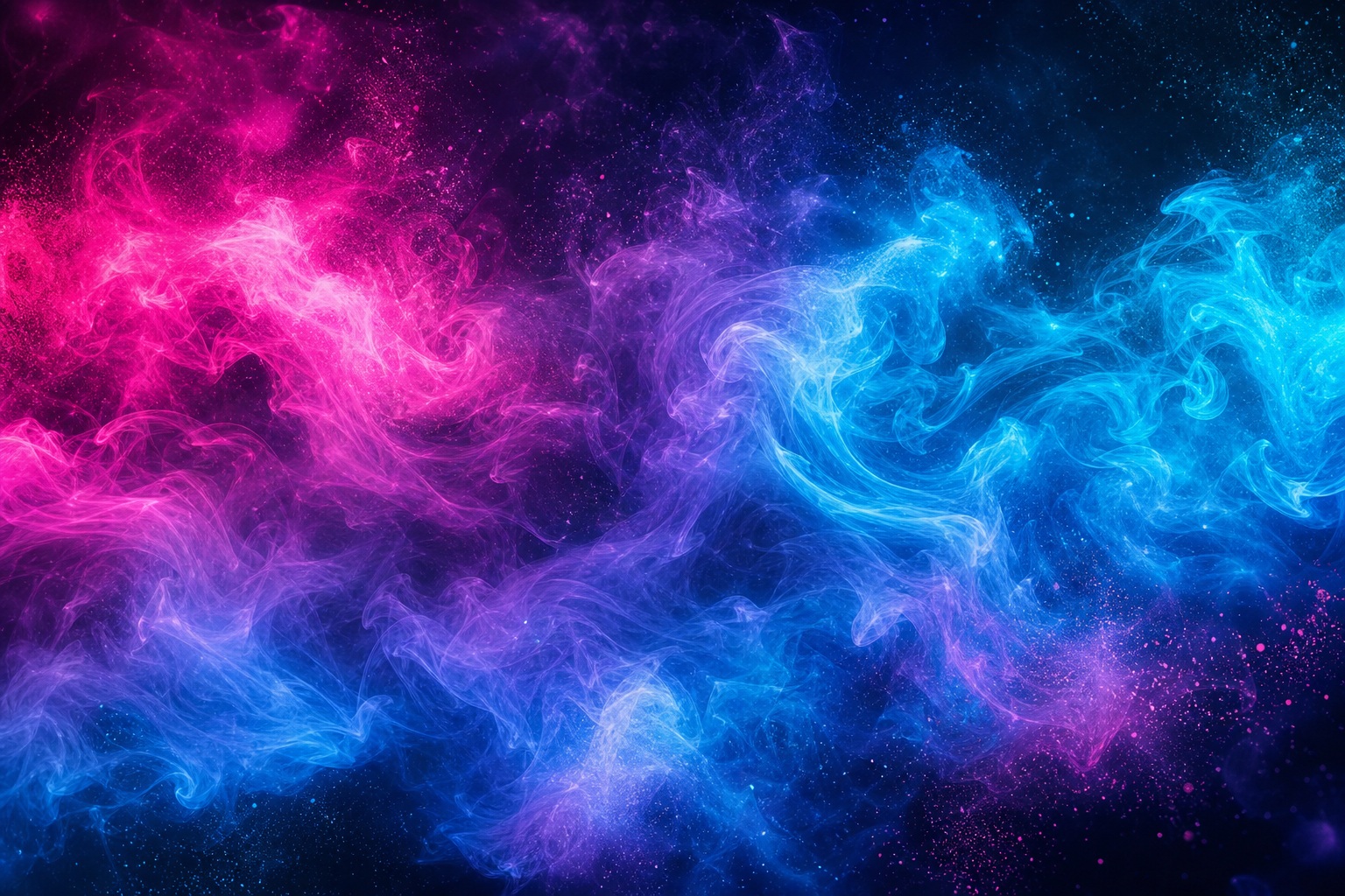Pink and blue neon light trails drifting across a dark abstract background