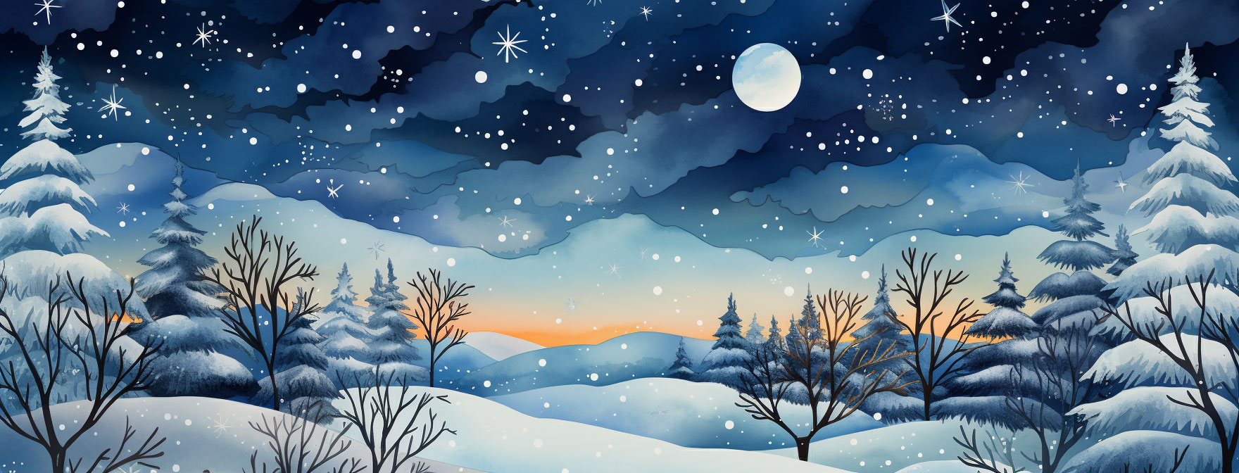 Preview for Winter-night-landscape-christmas-cover-background-c564e