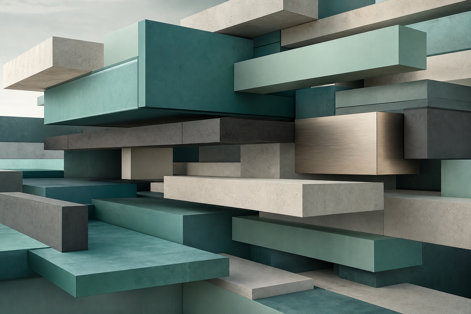 Preview for Teal Metal Cantilevered Block Field Background