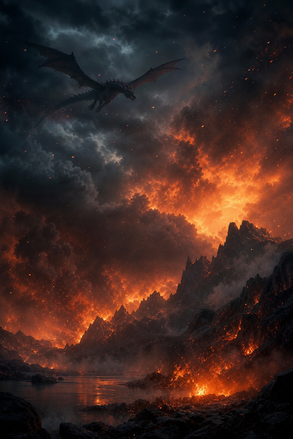 Preview for Dark Fantasy Ember Sky Stock Background
