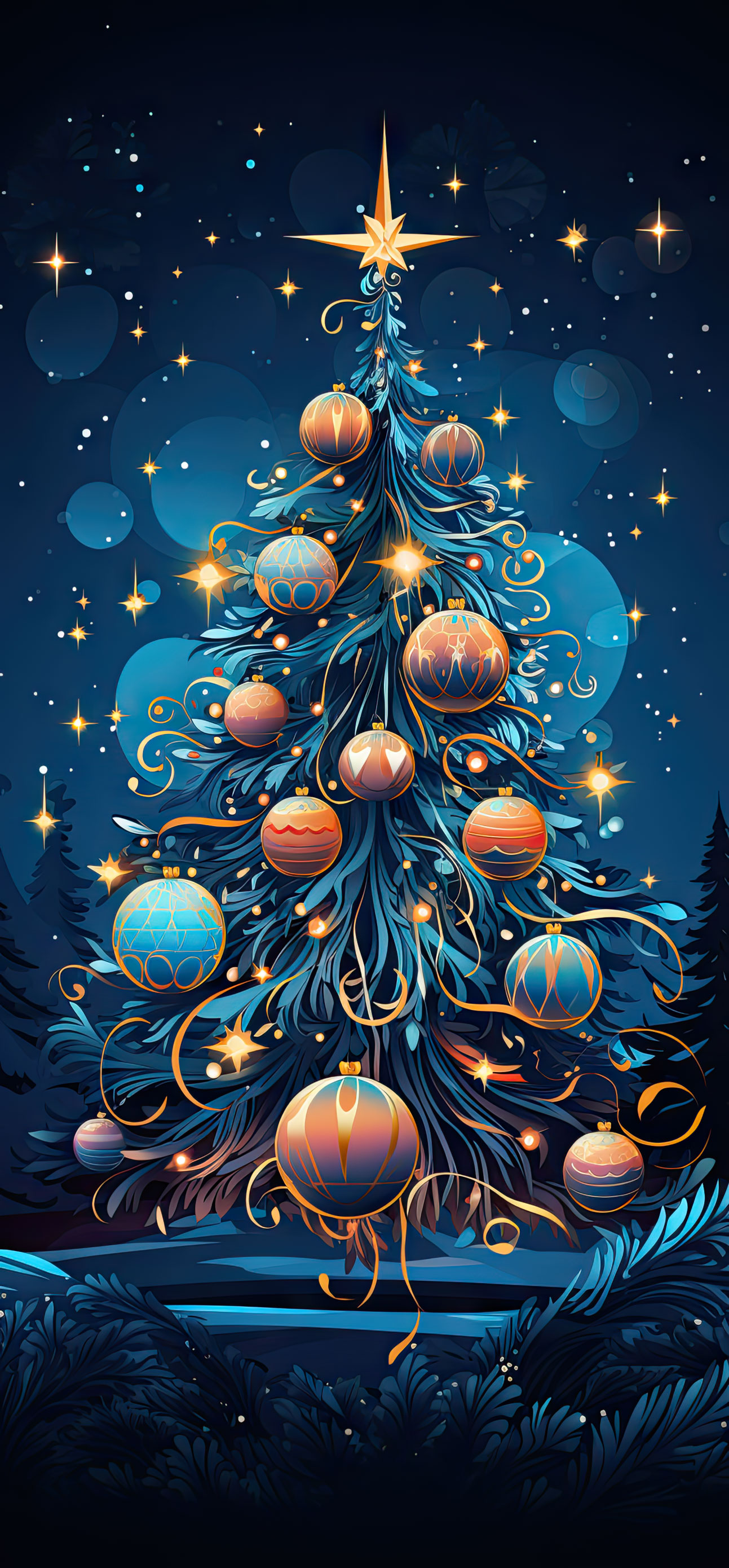 Preview for Whimsical-christmas-tree-illustration-christmas-phone-background-eb24c