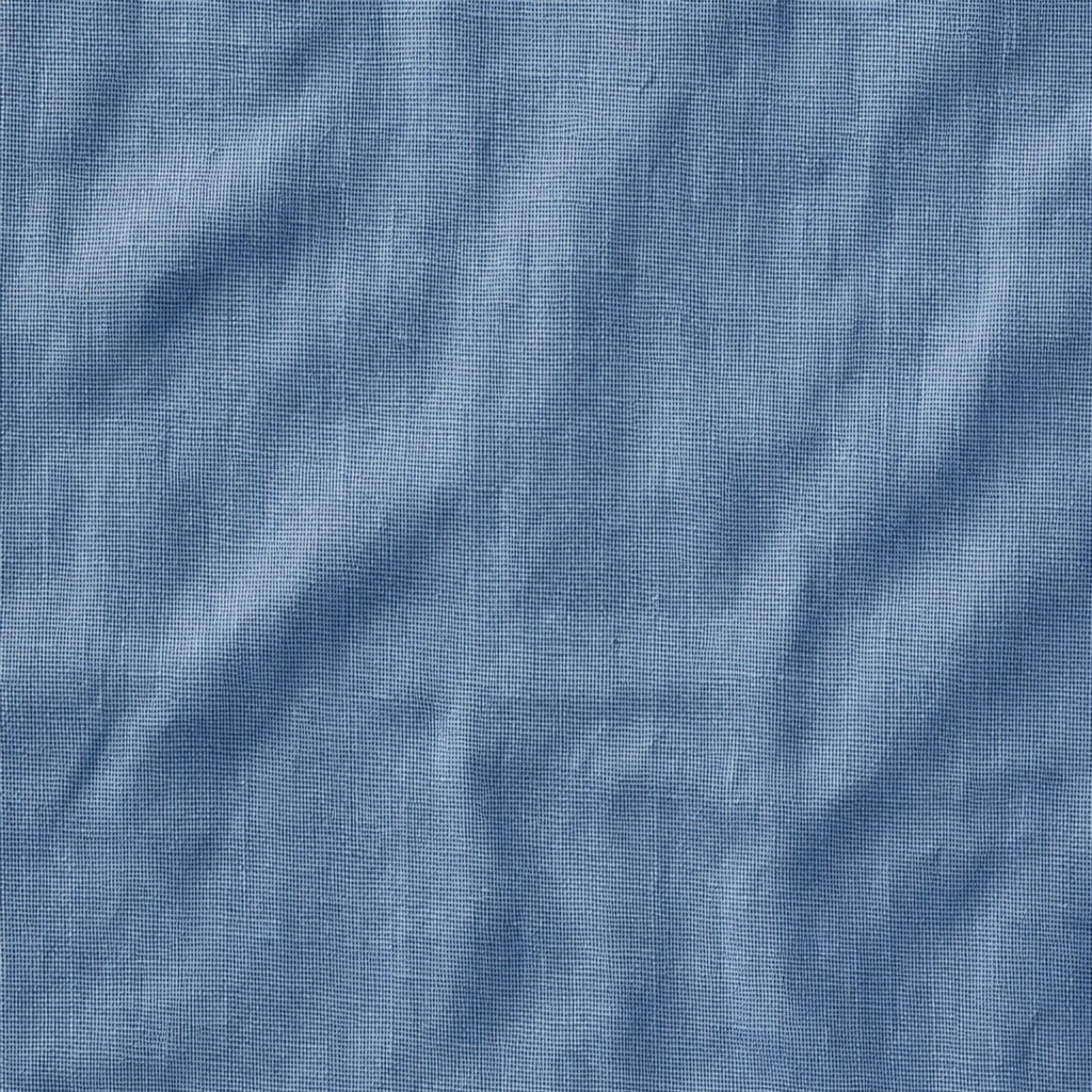 Blue woven linen fabric texture with soft vertical folds