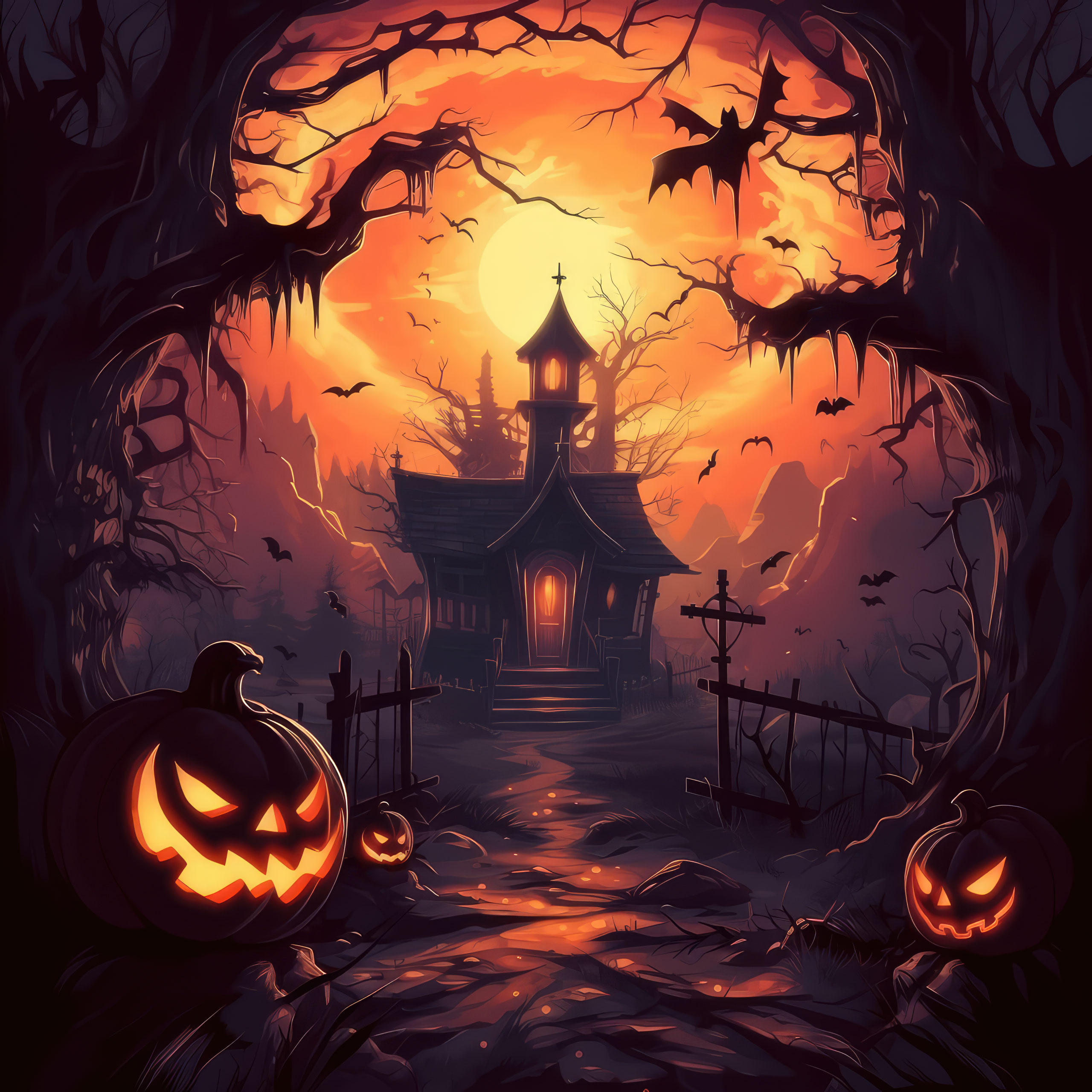Preview for Halloween-night-haunted-house-illustration-spooky-halloween-back-77c1d