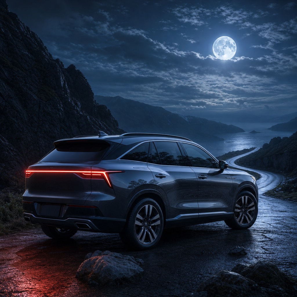 Preview for Family Suv Moonlit Stock Background