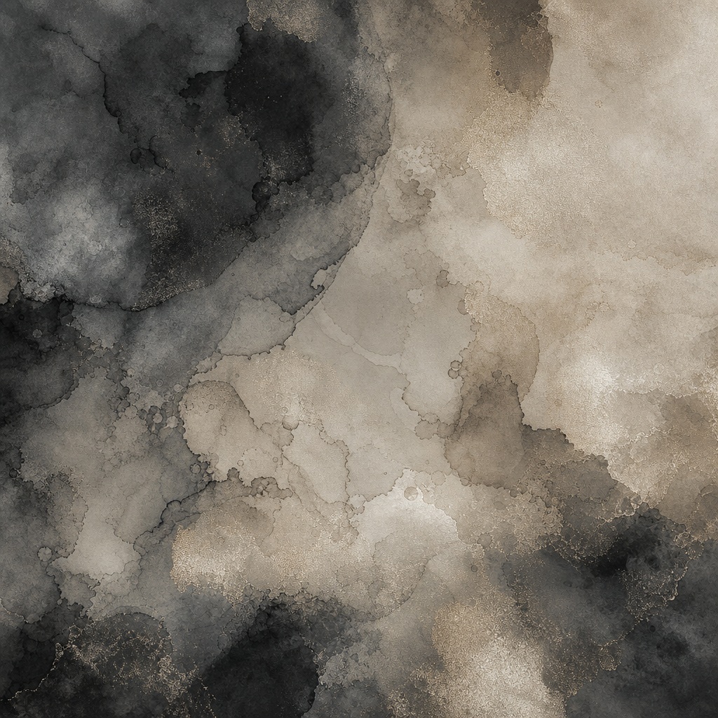Abstract mineral pigment wash with dark charcoal and warm beige cloudy texture