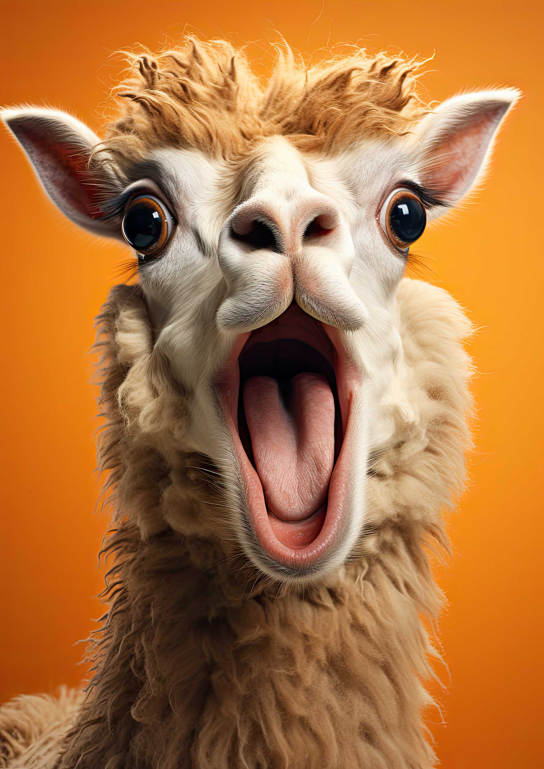 Preview for Surprised-llama-portrait-orange-ai-animal-background-3f33e