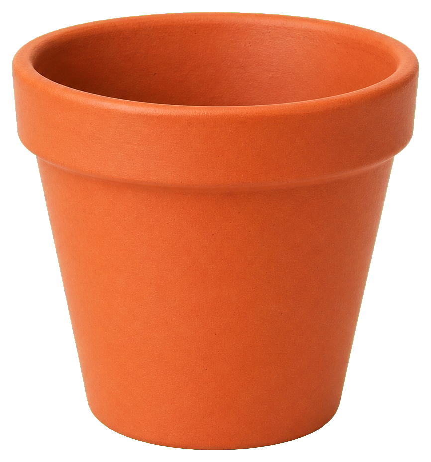 Realistic empty terracotta pot with a tapered clay-orange shape