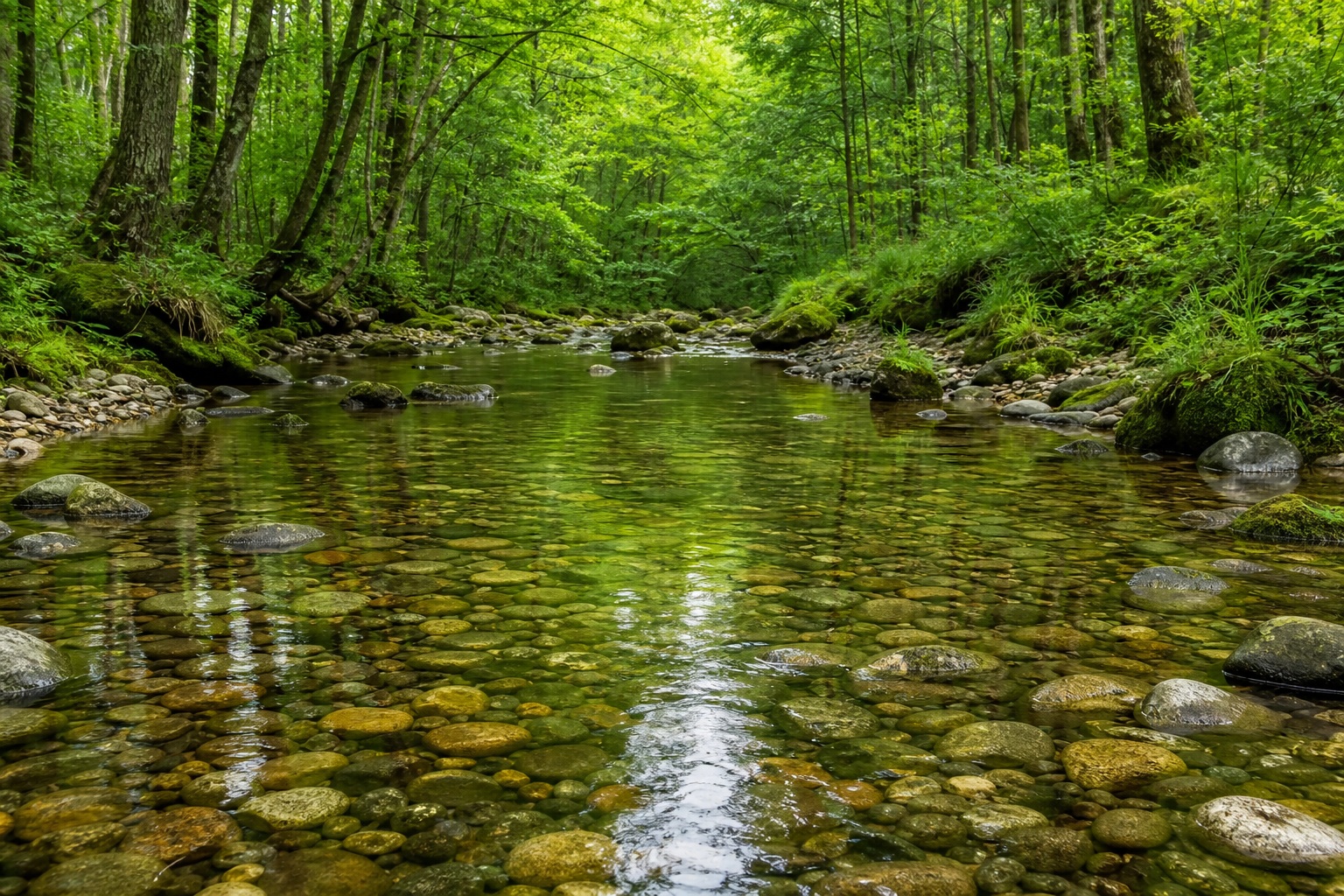 Preview for Clear Pebble Creek Forest Background
