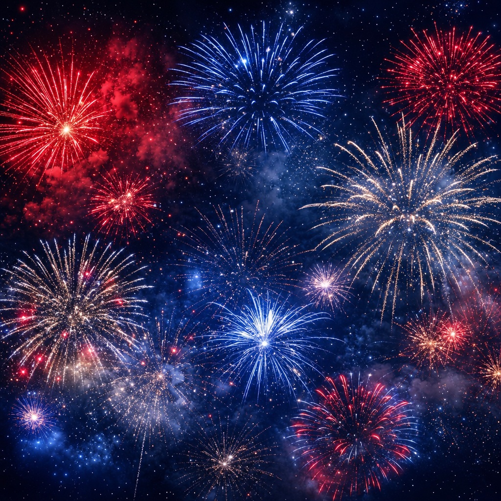 Preview for Fourth Of July Fireworks Night Sky Background