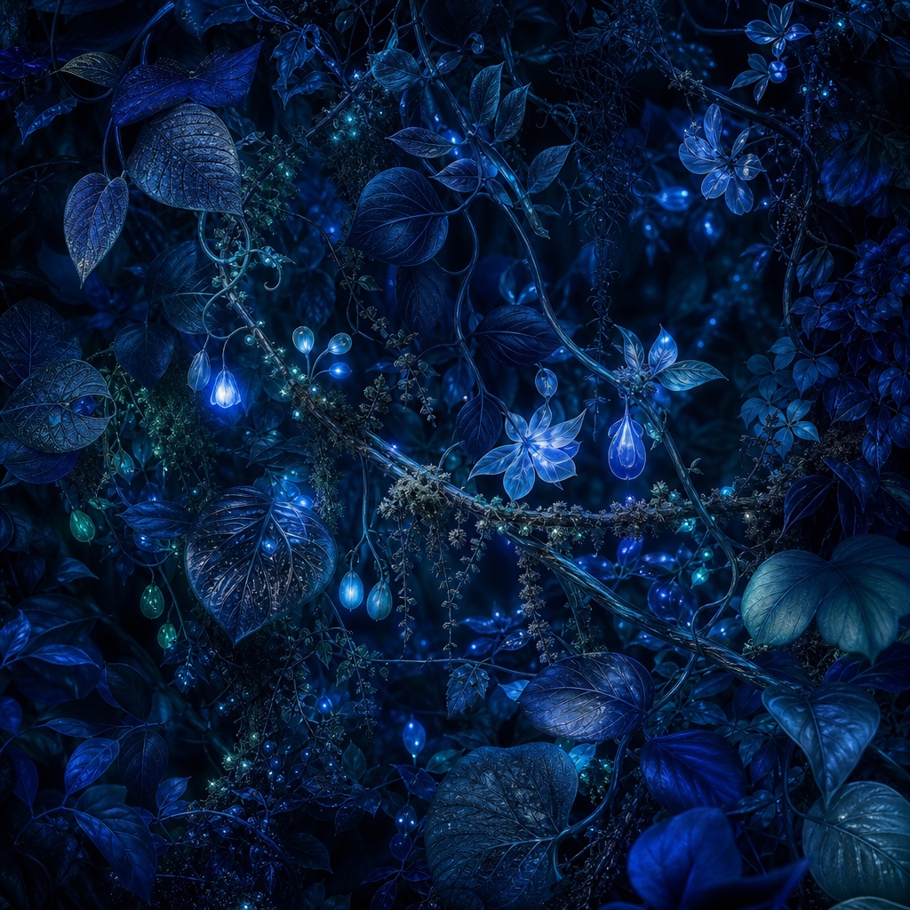 Preview for Midnight Blue Luminous Vine Drift Background