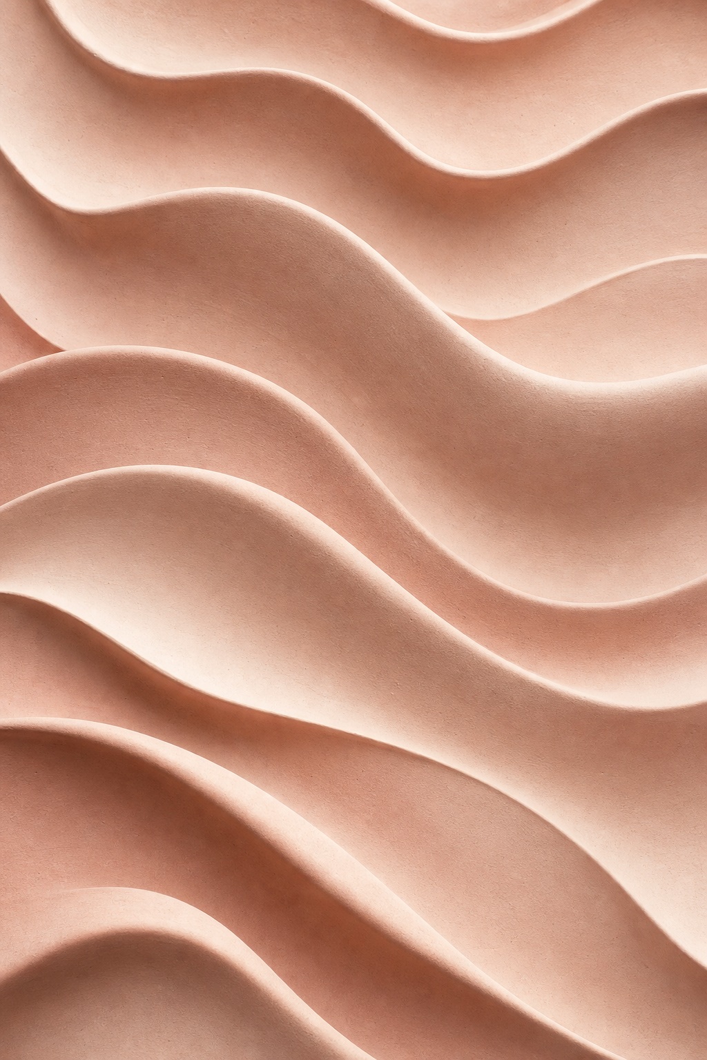 Soft blush matte clay waves with sculptural layered curves