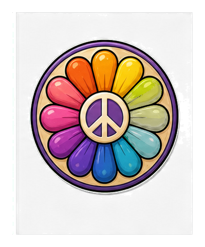 Preview for Flower Power Peace Badge Sticker