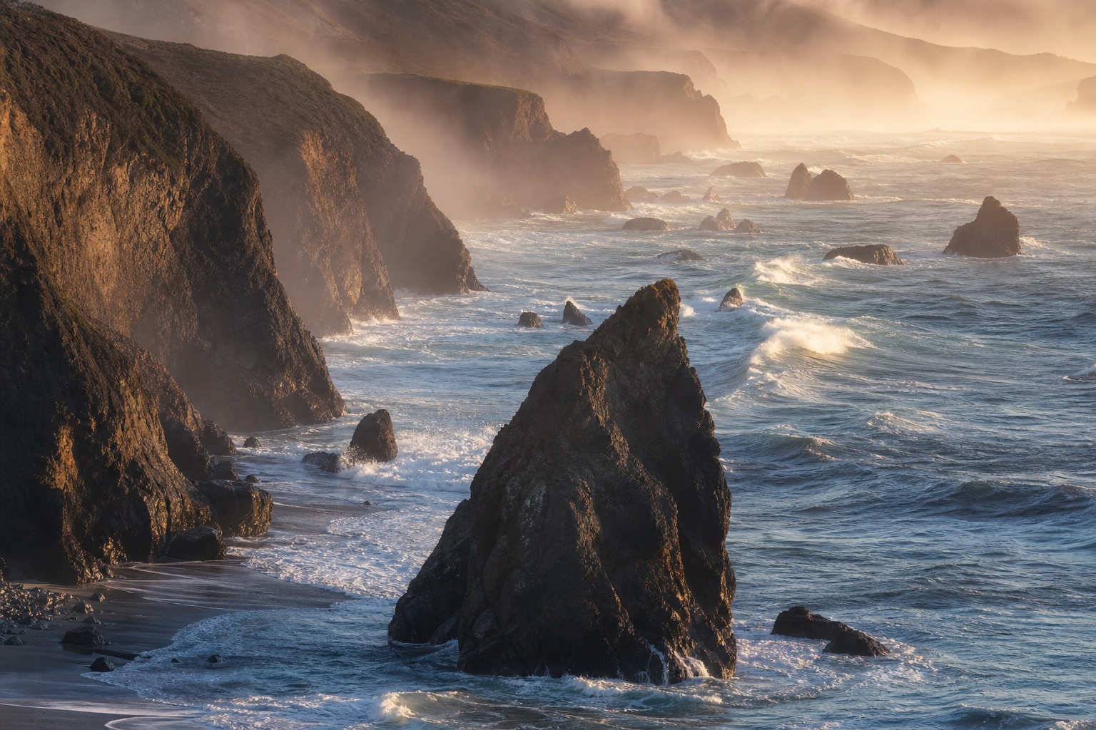 Preview for Soft Gold Evening Cliff Inlet Background