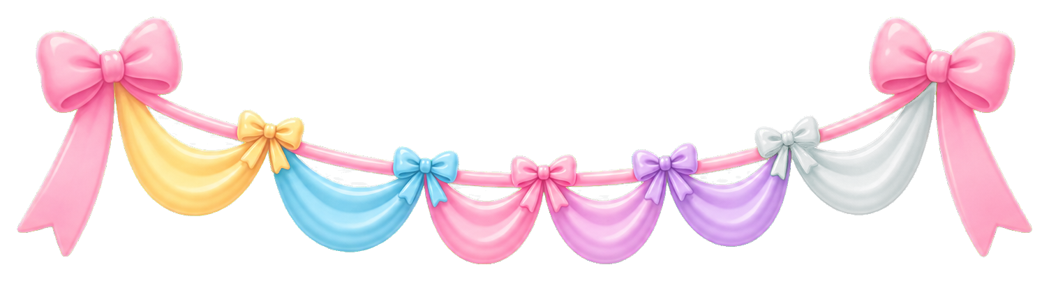 Colorful pastel ribbon garland hanging in a festive celebration style
