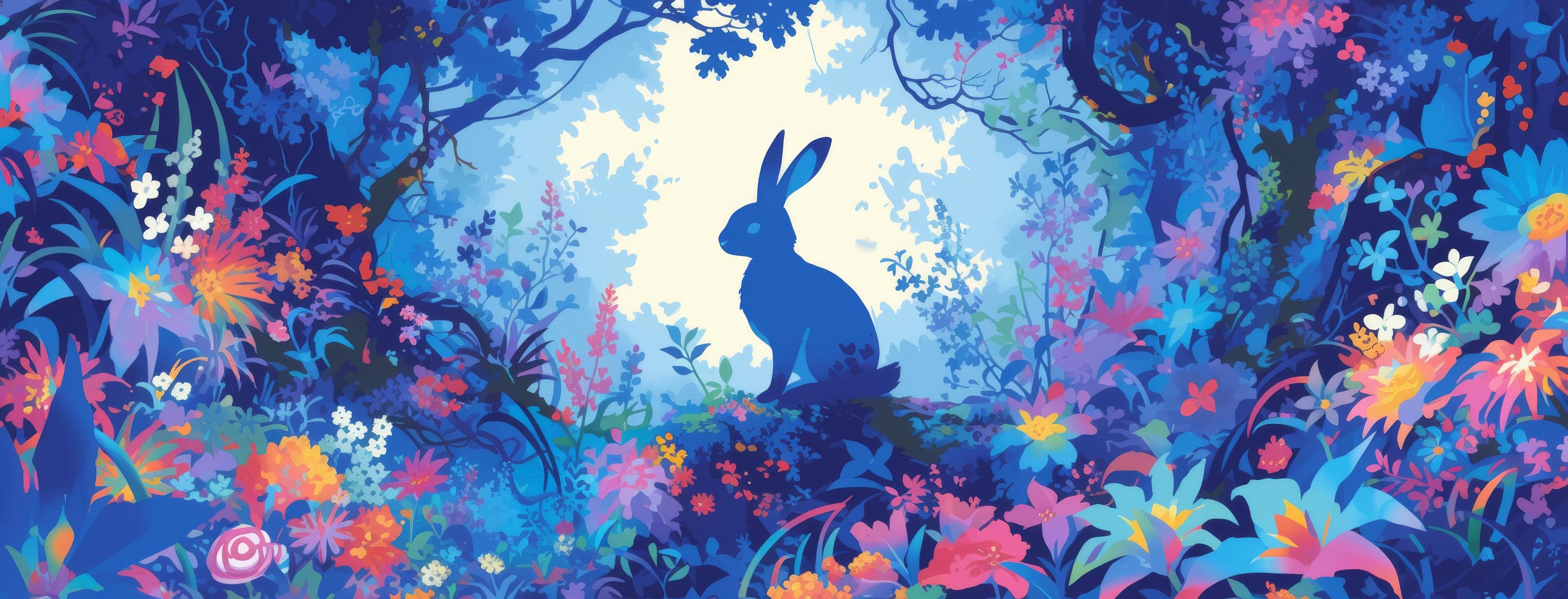 Preview for Vibrant-forest-rabbit-illustration-easter-facebook-background-54dc8