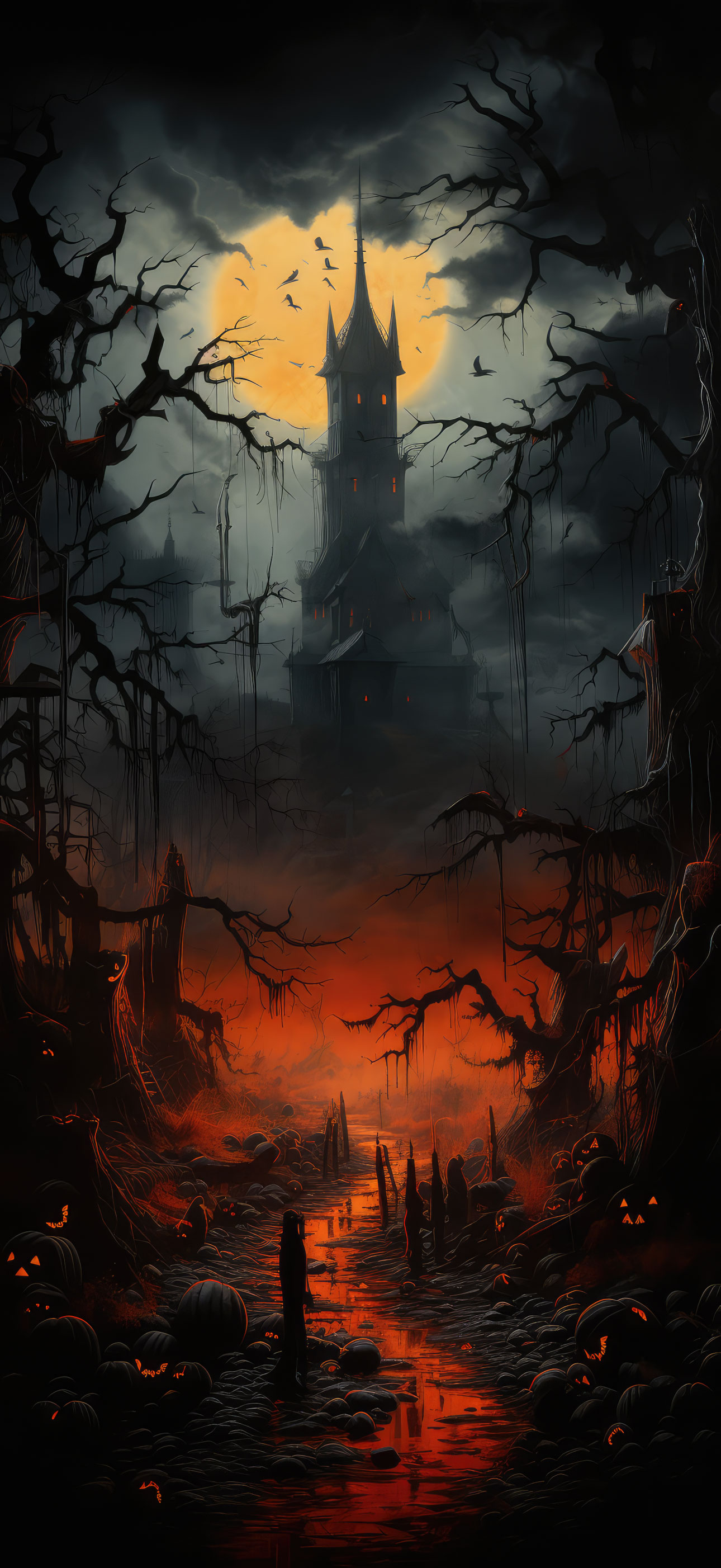 Preview for Spooky-castle-landscape-halloween-phone-background-6e2c3