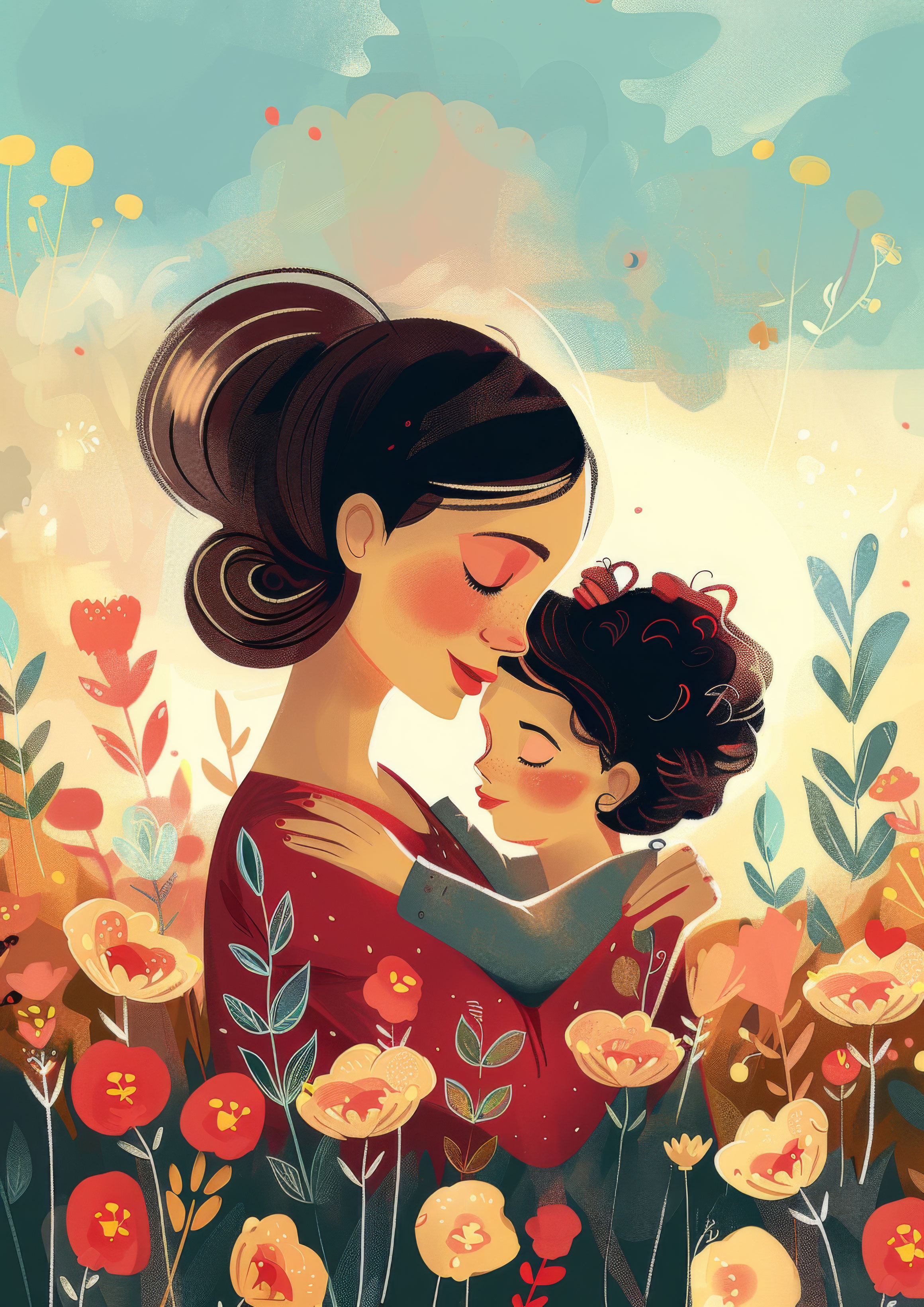 Preview for Mother-child-flower-field-mothers-day-background-09114