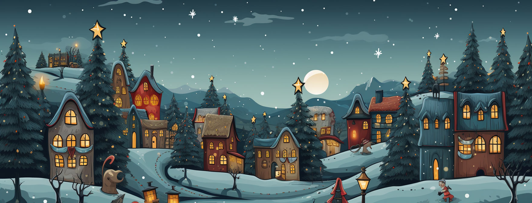 Preview for Winter-village-night-scene-christmas-cover-background-d705a