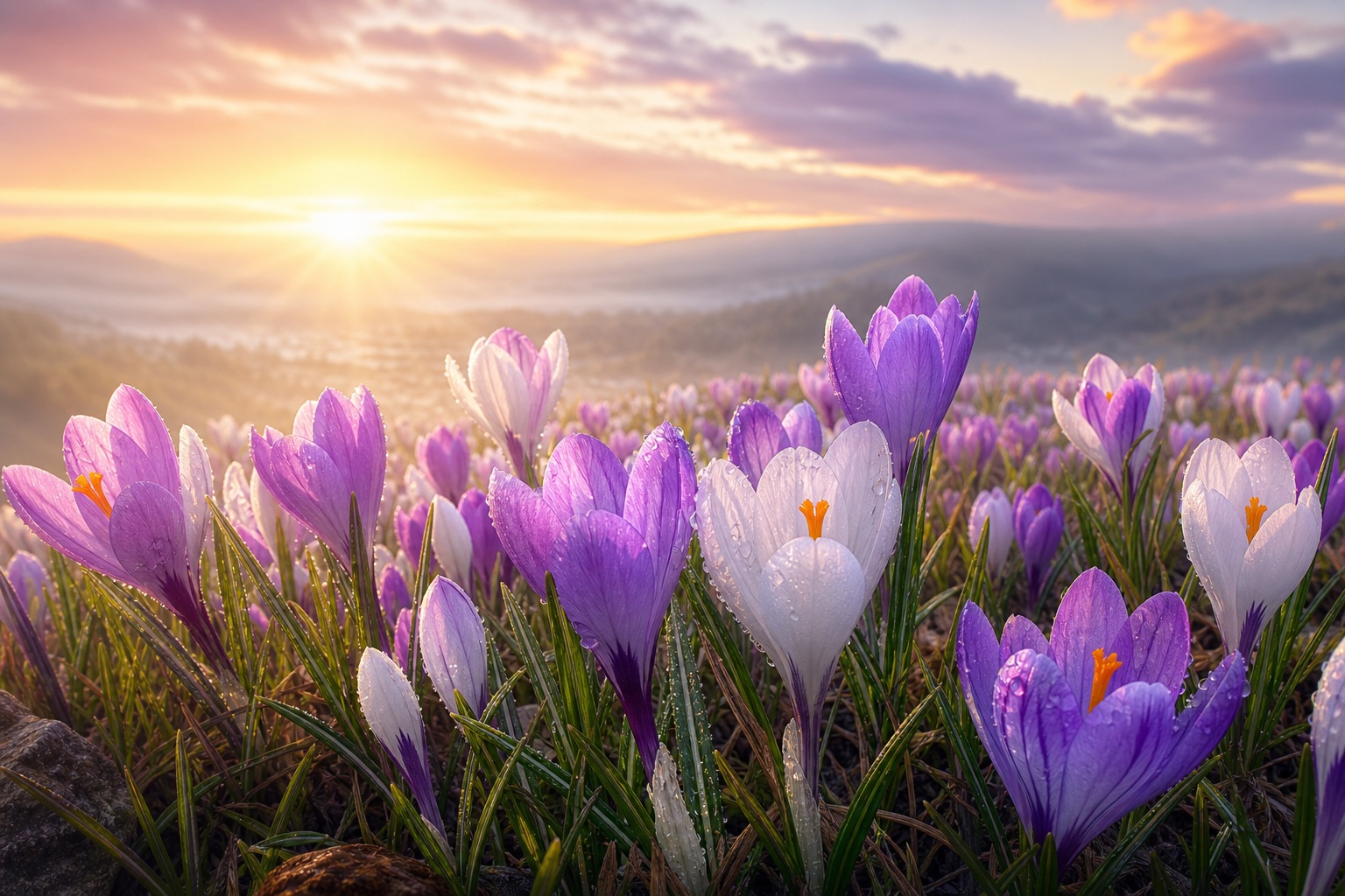 Preview for Spring Crocus Floral Meadow Background
