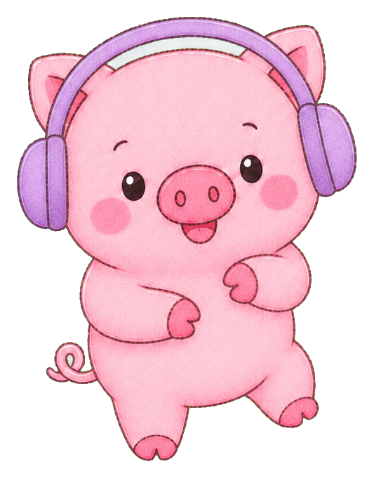 Preview for Kawaii Pig With Headphones Sticker