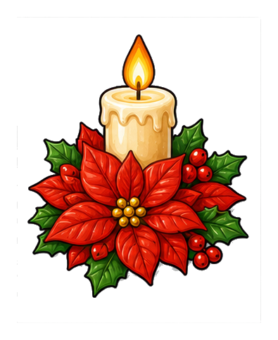 Preview for Poinsettia Candle Christmas Sticker