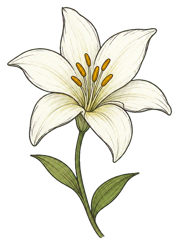 Preview for White Lily With Leaves Sticker