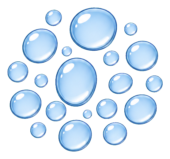 Cluster of glossy blue water droplets arranged in a circular decorative shape