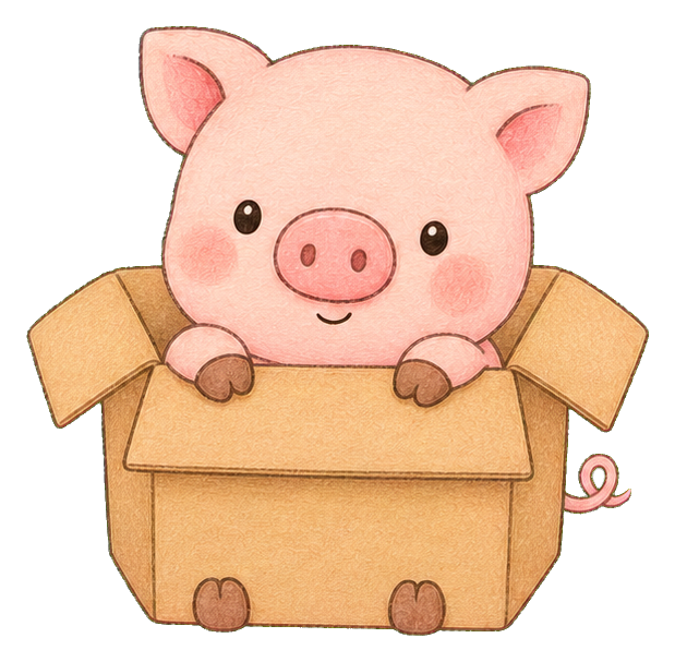 Preview for Kawaii Pig In Cardboard Box Sticker