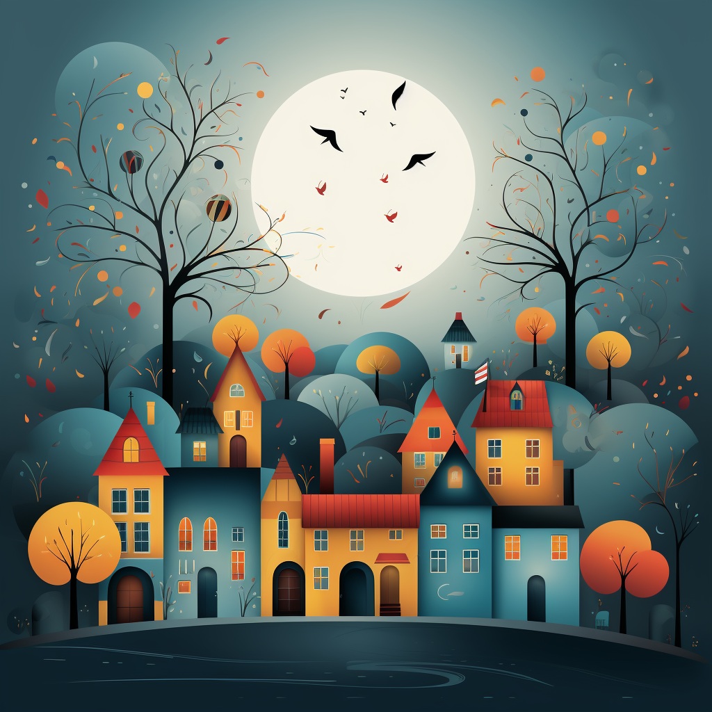Preview for Colorful Scenic Town Background Illustration