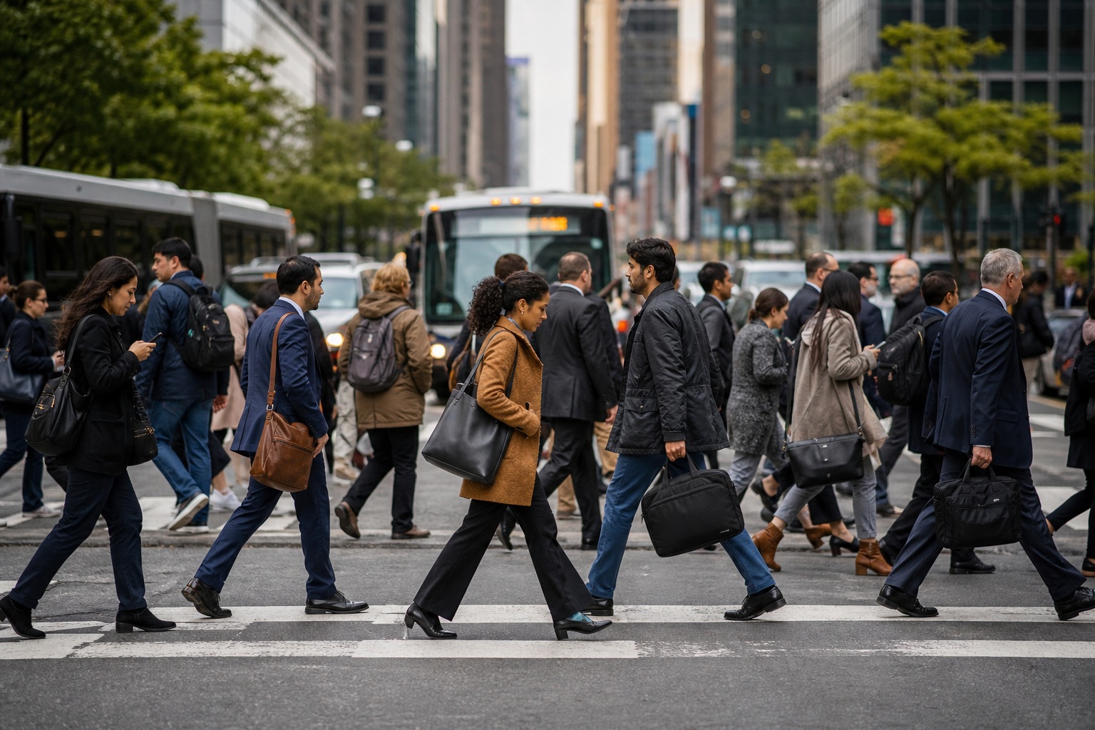 Preview for Urban Commuters Crossing Street Stock Background