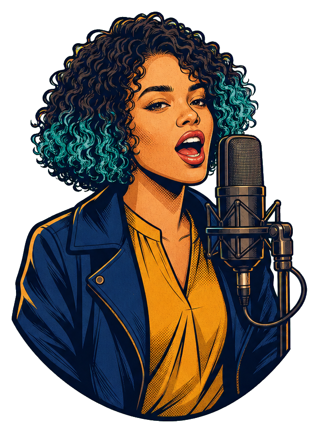 Preview for Teal Curly Bob Singer Sticker