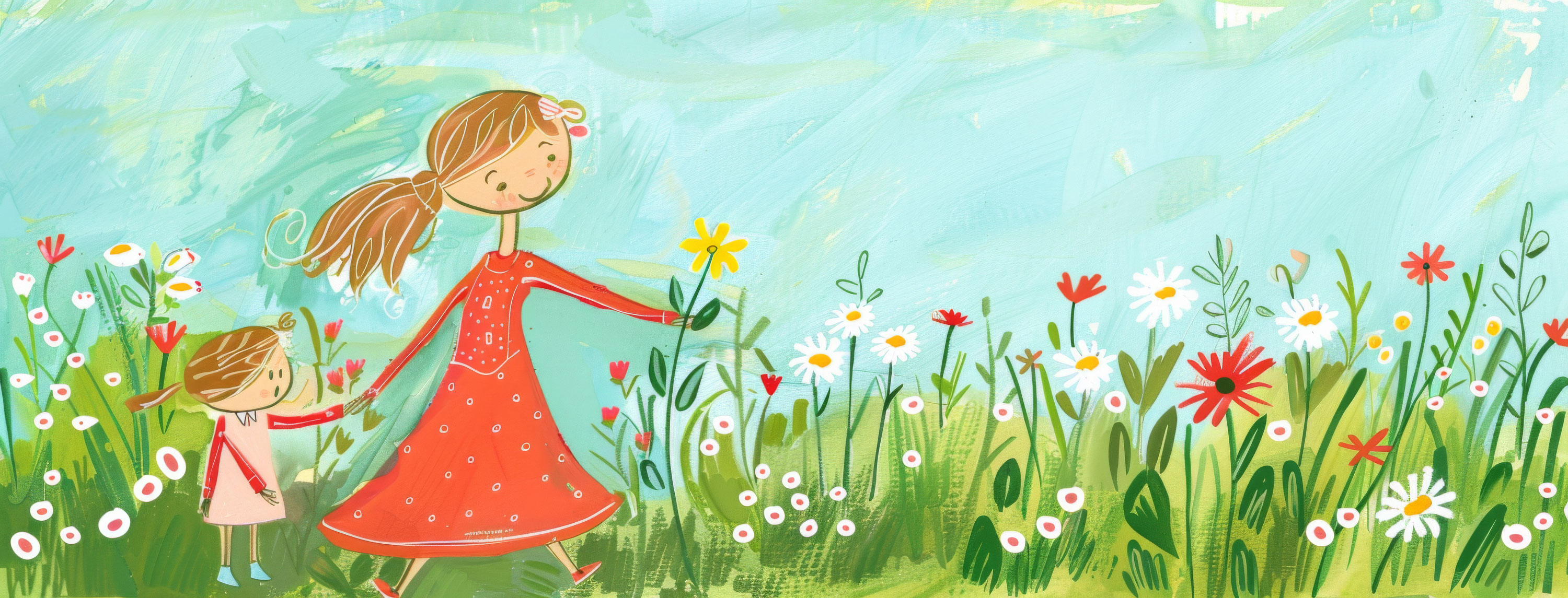 Preview for Mother-child-flower-field-illustration-mothers-day-background-7312c
