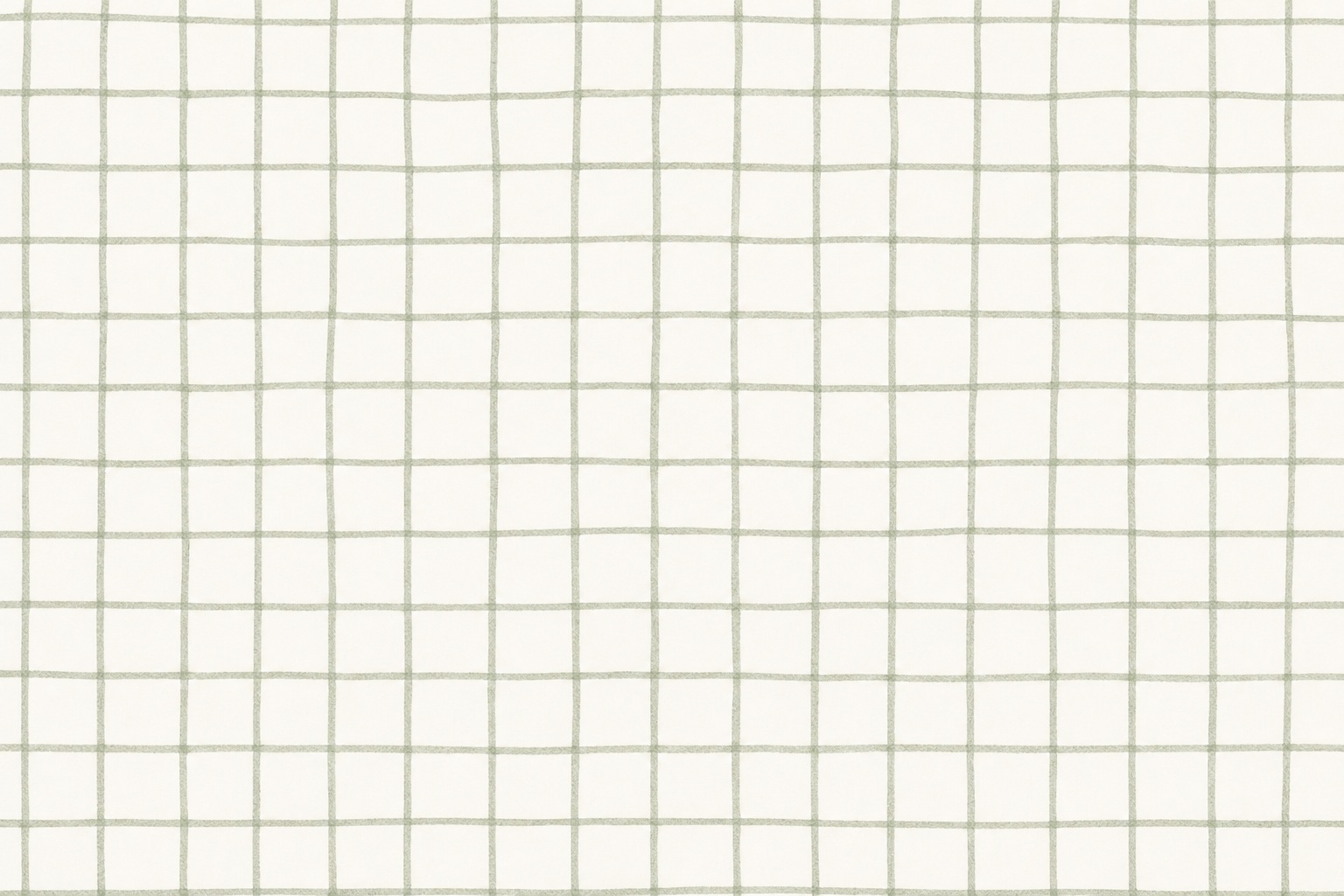 Handmade sage green grid pattern on a light cream background.